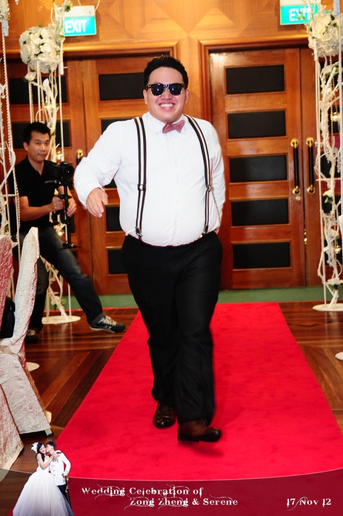 military wedding, instant photography, instant prints, raffles marina, gangnam style wedding, psy lookalike, singapore